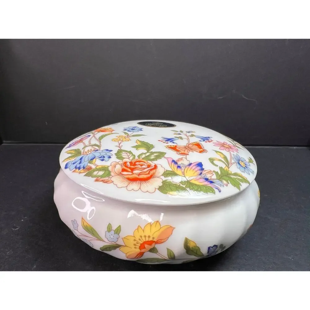 Aynsley Cottage Garden Trinket Box Fine Bone China Made in England